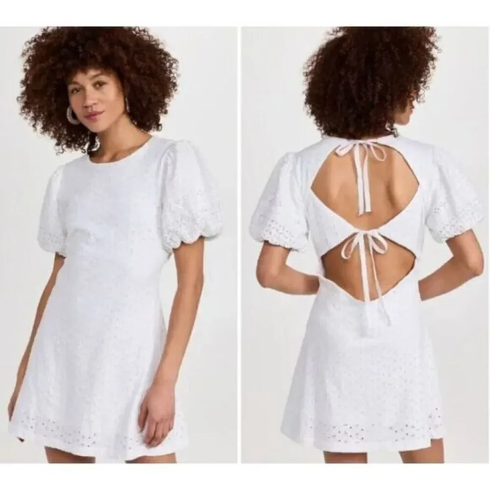 New! Free People‎ White Cotton Apricot Rose Mini Dress, size L